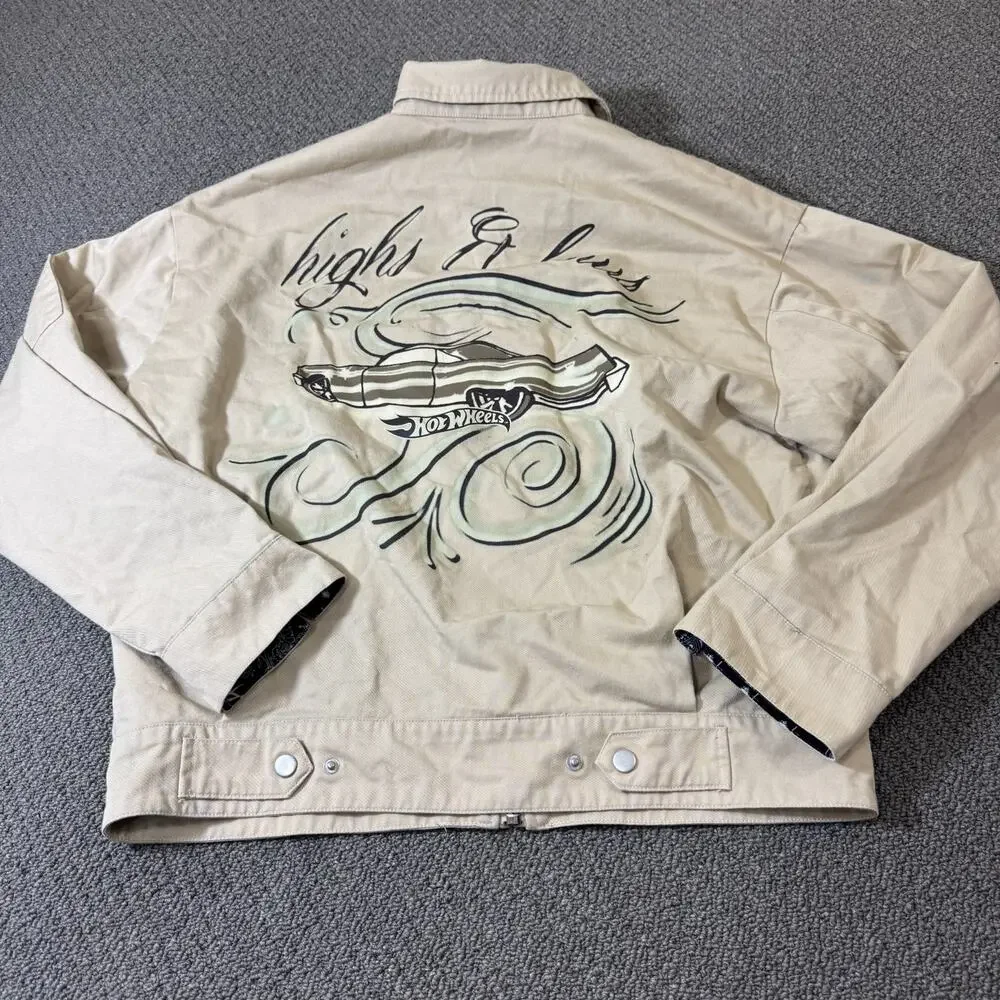 Rare Forever 21 Hot Wheels Jacket Mens Medium Zip Up Bandana Lined Car Graphic
